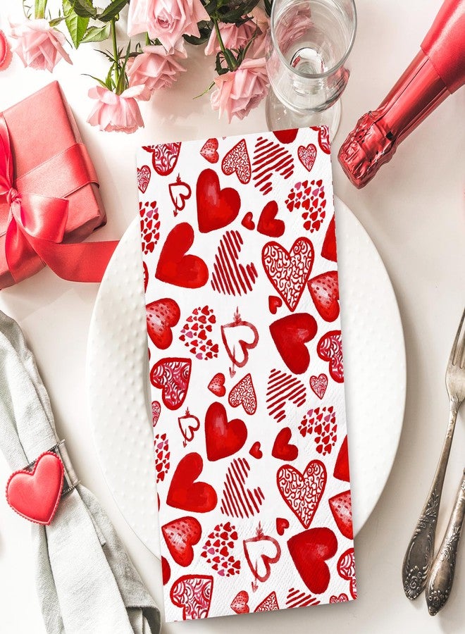 JarThenaAMCS مناديل جارثينا إيه إم سي إس، 100 قطعة، مناديل ورقية حمراء مزينة بقلوب حب، للاستخدام مرة واحدة، مناسبة لحفلات العشاء والزفاف والذكرى السنوية، مثالية لتزيين طاولات الطعام. - Image 3